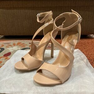Source Unknown Patent Nude Strappy Stiletto Sandals